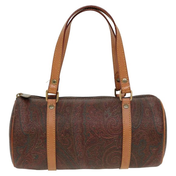 ETRO Paisley Hand Bag PVC Leather Brown Auth yk13636 - Picture 13 of 16